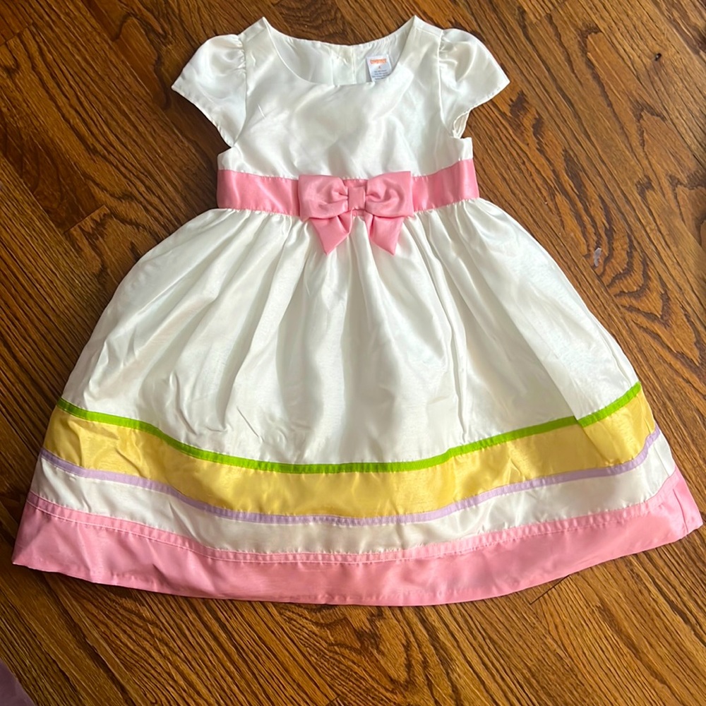 Gymboree White Dress with multicolor stripes Size 6